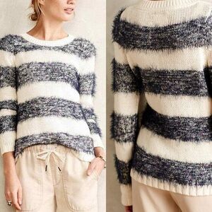 Anthropologie Tabitha Eyelash Knitted Stripe Sweater